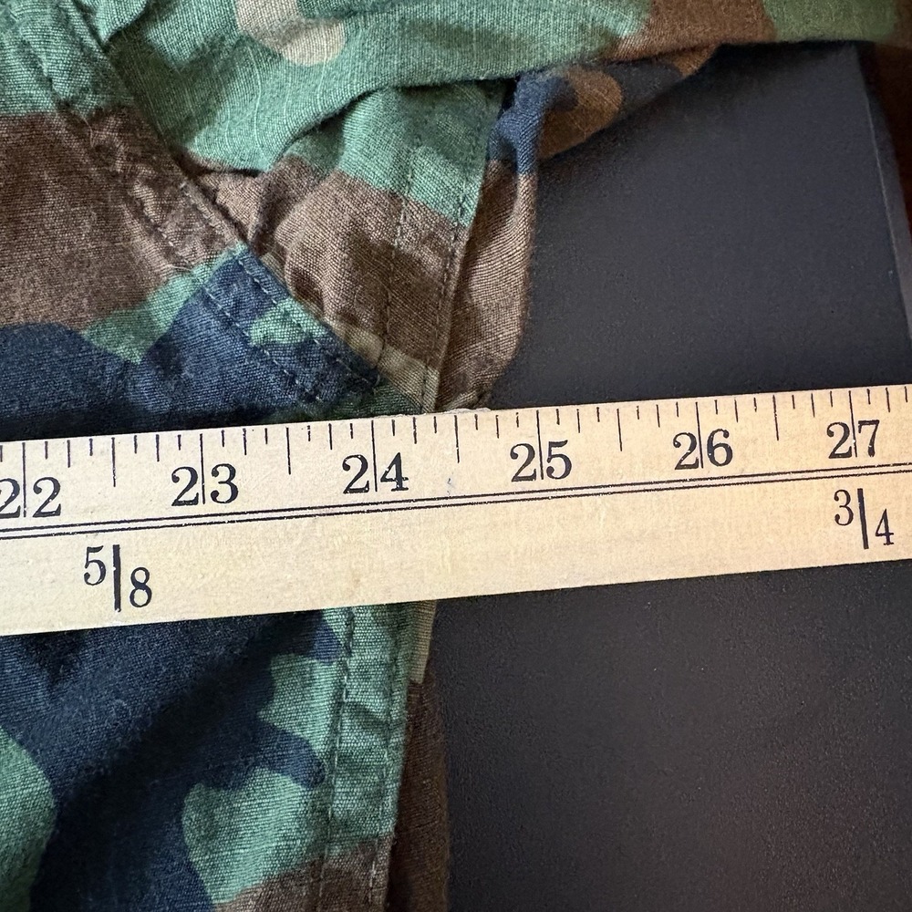 Vintage Woodland Camo BDU Coat Large Long 100% Cotton Ripstop Military Jacket - Picture 12 of 13